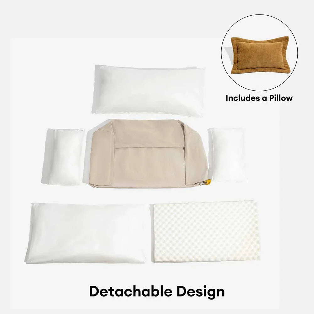 All-Season Chenille Dual-layer Removable Sponge Orthopaedic Dog Bed With Pillow