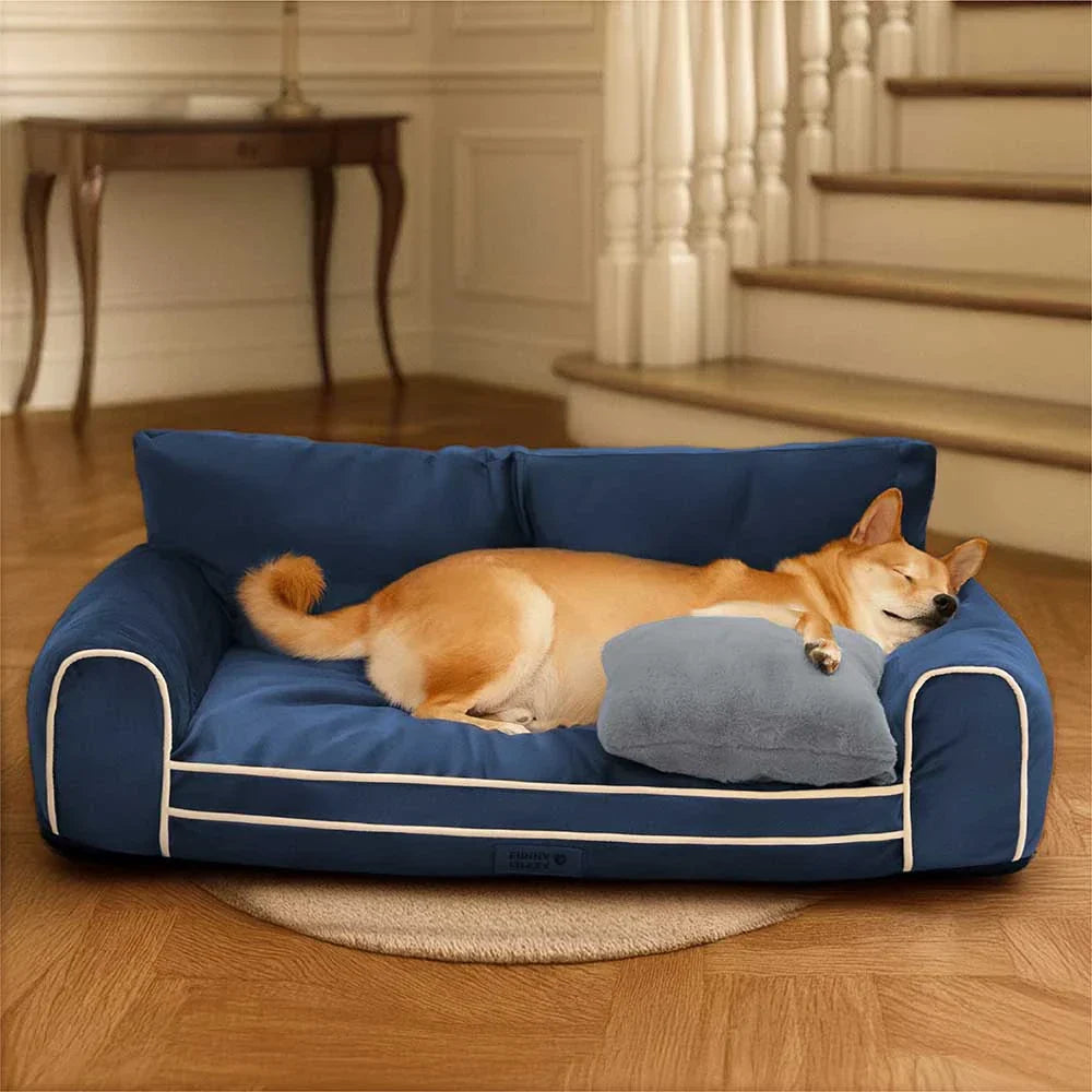 Deluxe Silk Velvet Removable Bolster Orthopaedic Dog Bed With Pillow - RegalRest