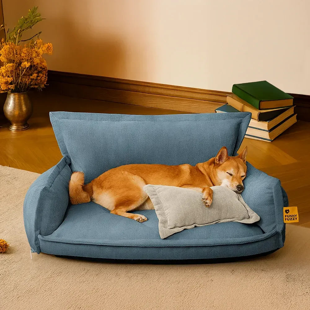 All-Season Chenille Dual-layer Removable Sponge Orthopaedic Dog Bed With Pillow