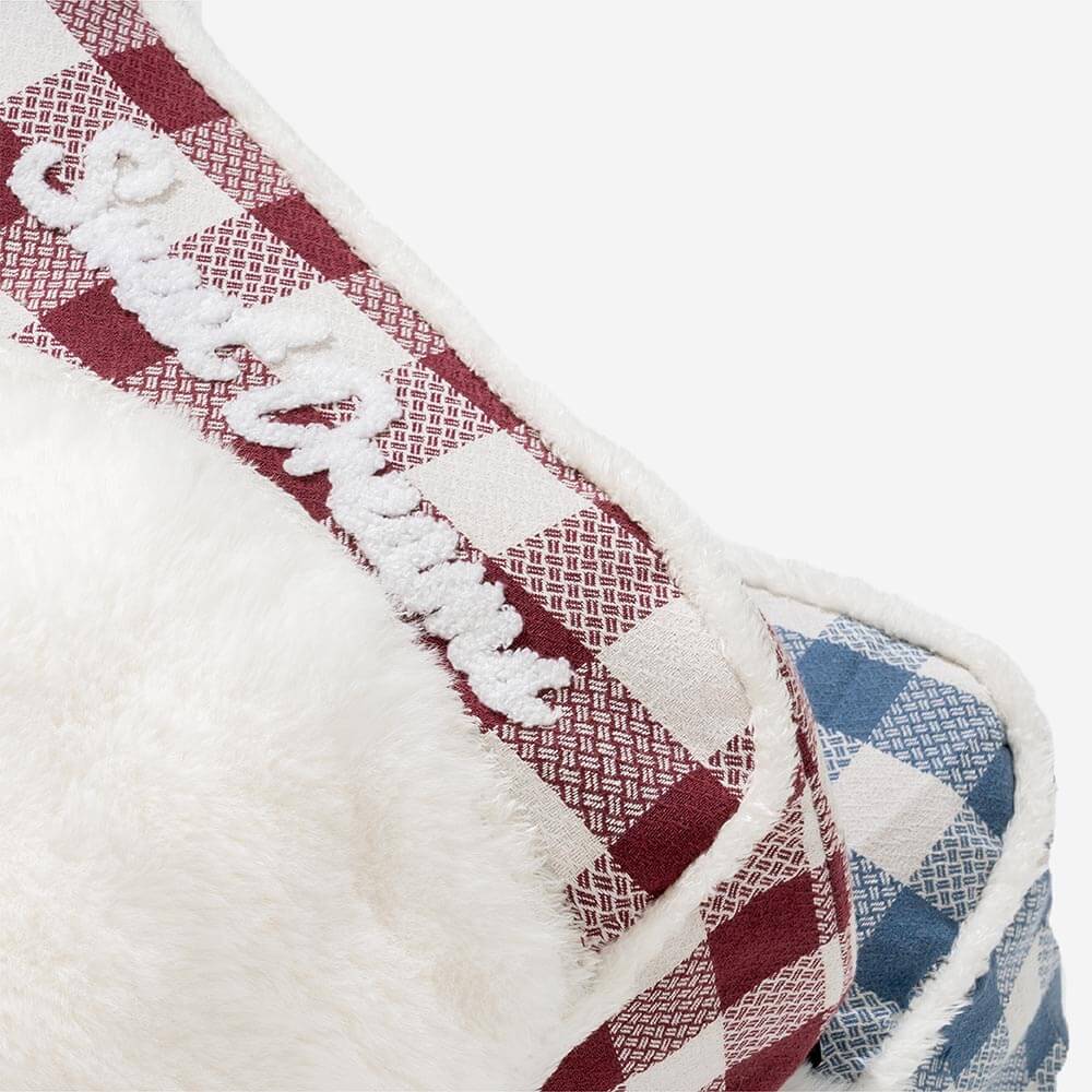 Large Classic Check Headrest Rectangle Calming Dog Bed - Dreamy wave