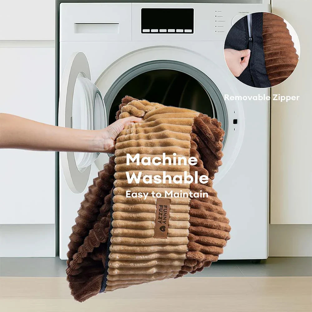 Vintage Colour-Block Flannel Removable Bolster Dog Bed with Pillow– CosyRest