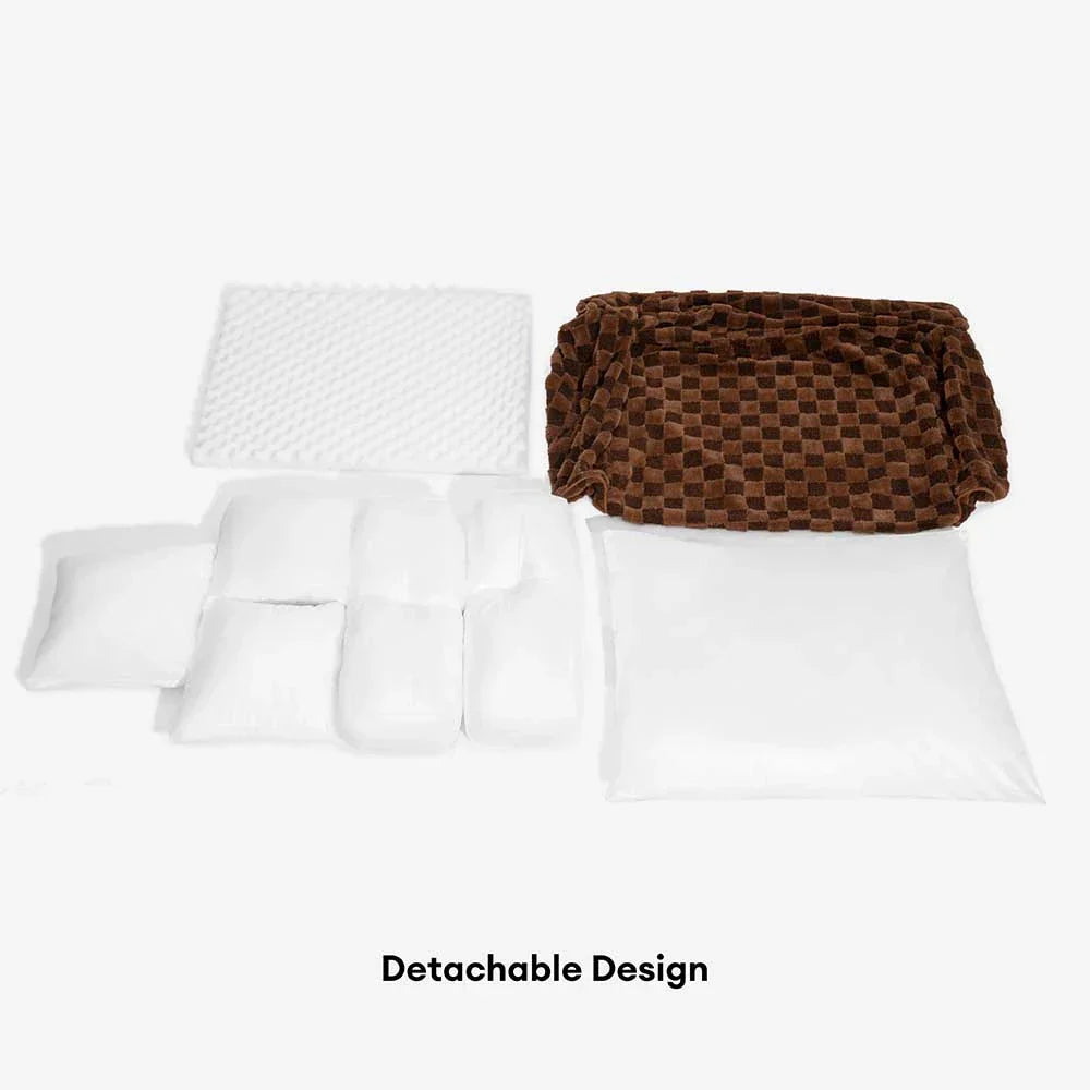Chequered Fluffy Removable Orthopaedic Dog Bolster Bed – CosyNest