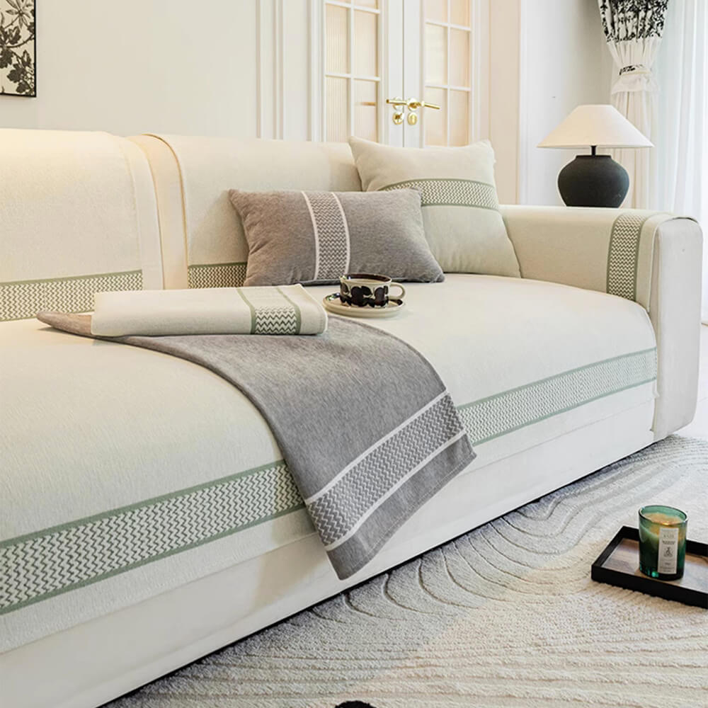 Chenille Jacquard Wide Edge Design Scratch-Resistant Sofa Cover