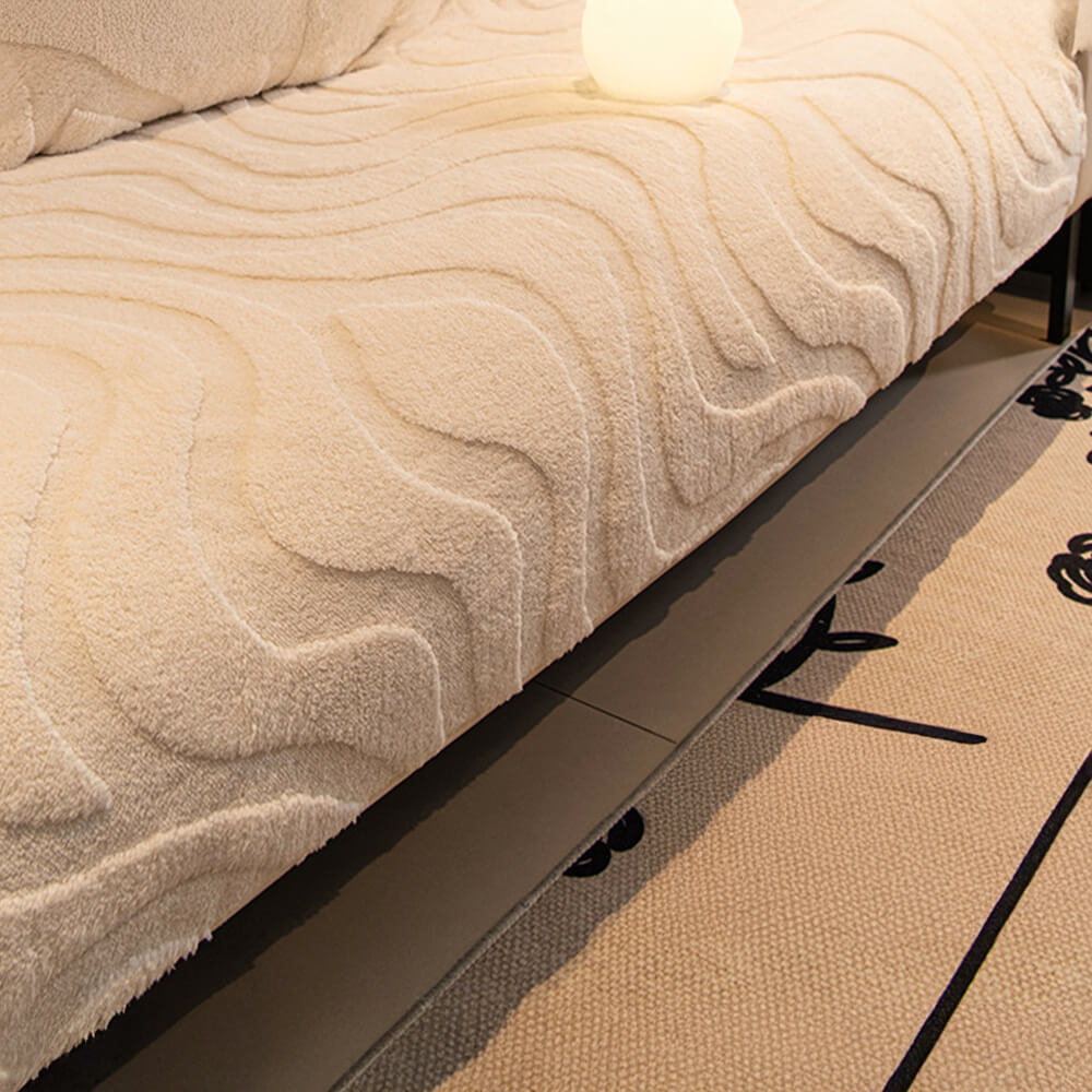 Warm Plush Curved Jacquard Non-Slip Furniture Protector Sofa Cover