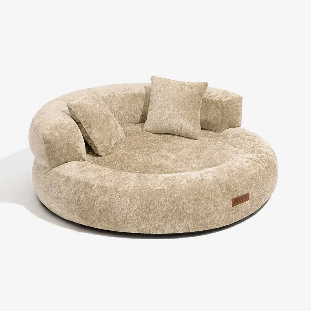 Luxe Diamond Velvet Removable Orthopaedic Donut Dog Bed With Pillow - DreamNest