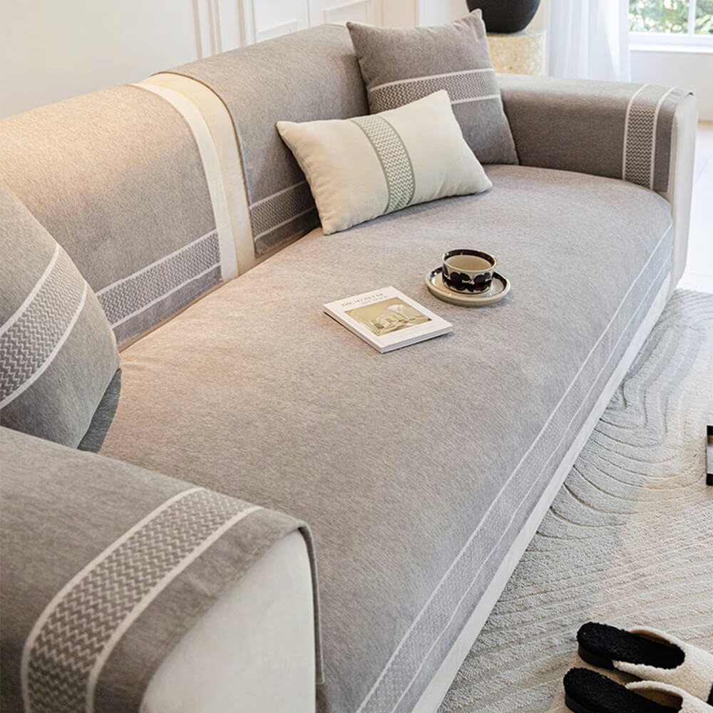 Chenille Jacquard Wide Edge Design Scratch-Resistant Sofa Cover