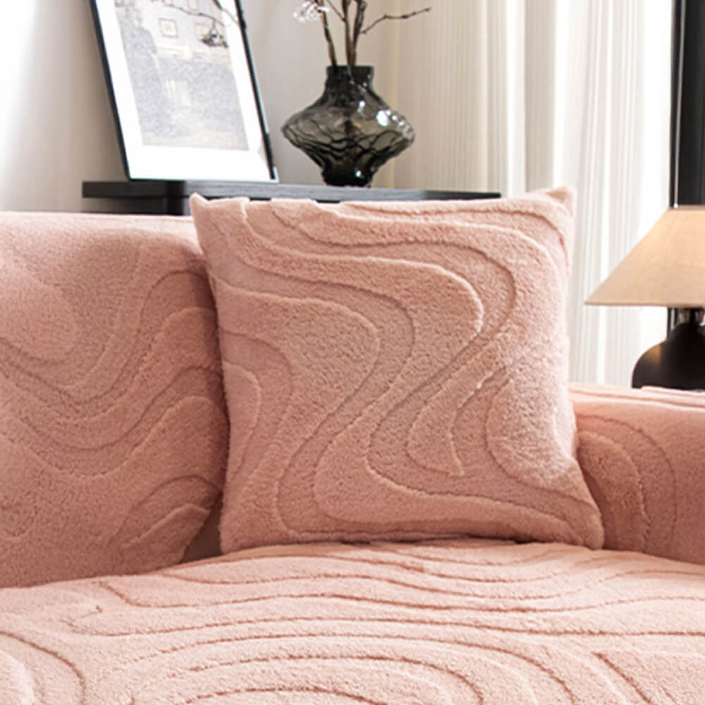 Warm Plush Curved Jacquard Non-Slip Furniture Protector Sofa Cover