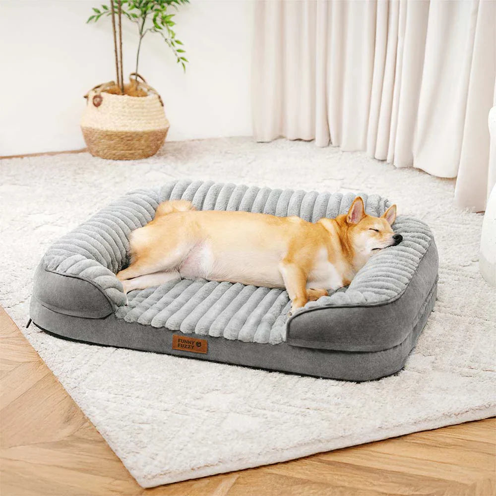 Fluffy Plush Orthopaedic Washable Bolster Dog Bed - ComfyPaws