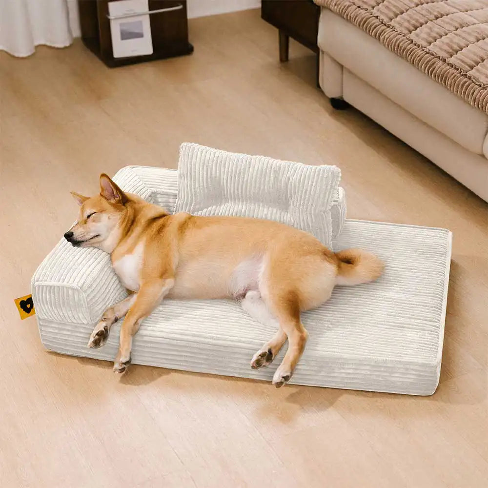 Corduroy Anti-Scratch Removable Orthopaedic Dog Bed with Pillow - ComfySofa