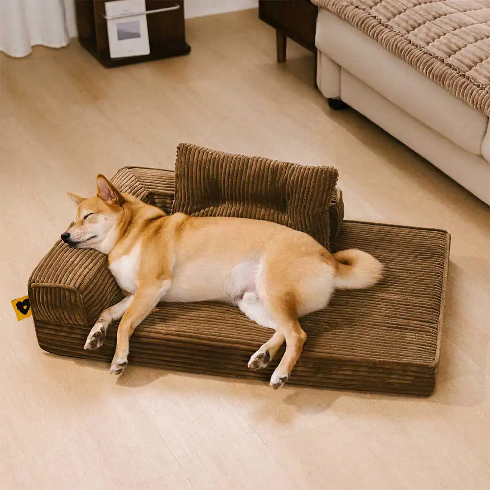 Corduroy Anti-Scratch Removable Orthopaedic Dog Bed with Pillow - ComfySofa