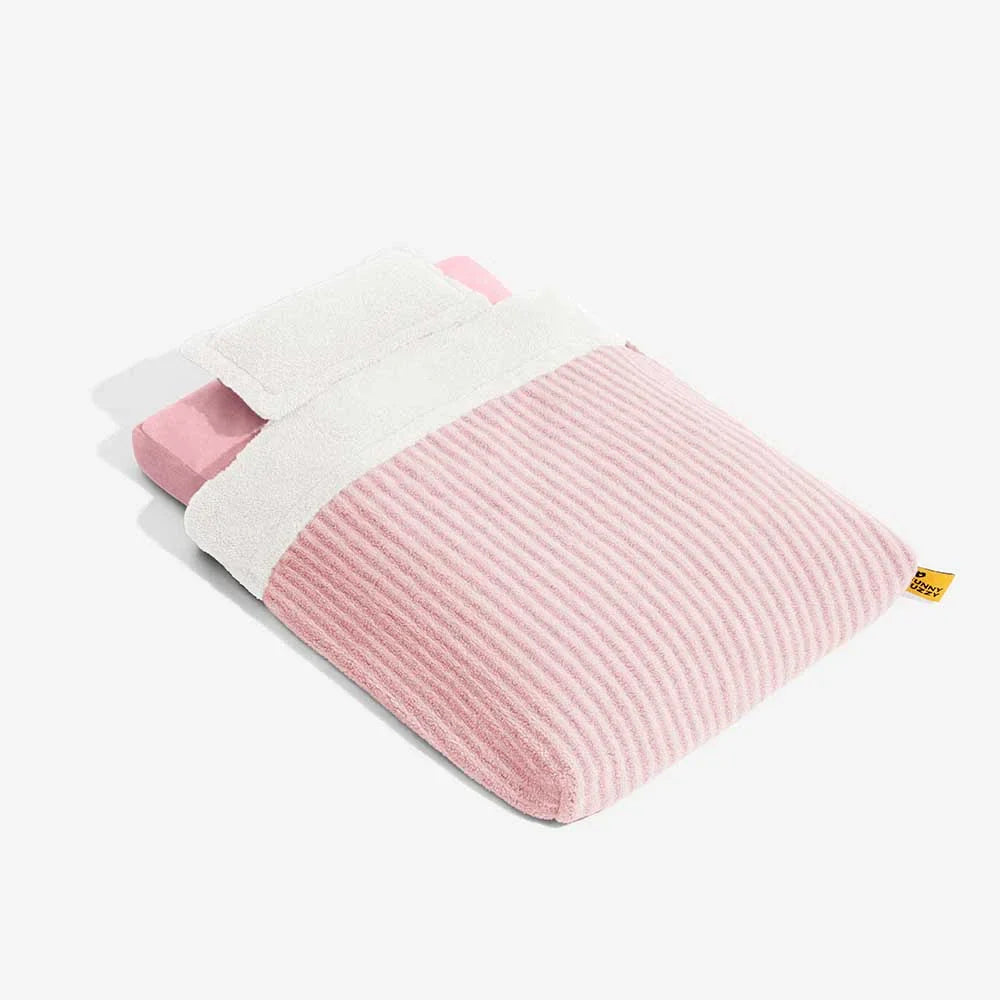 Plush Striped Cave Covered Orthopaedic Dog Bed With Pillow - FluffyWarm