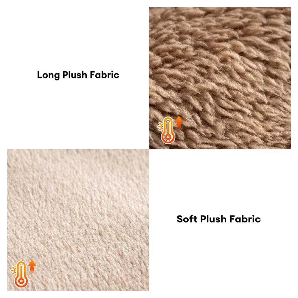 Plush Striped Cave Covered Orthopaedic Dog Bed With Pillow - FluffyWarm