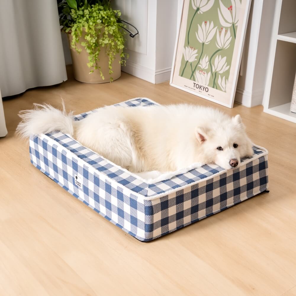 Festive Classic Tartan Cosy Anti-Anxiety Calming Dog Bed