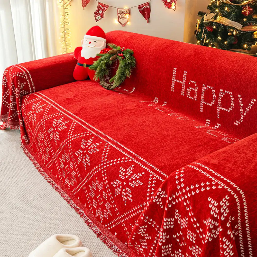Christmas Decoration Chenille Wear-Resistant Sofa Blanket Sofa Cover