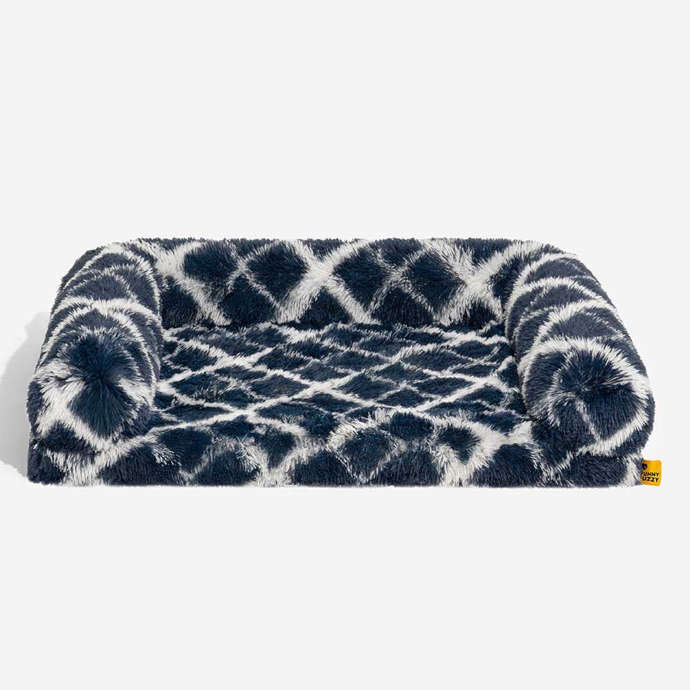 Classic Plaid Orthopaedic Bolster Cat Sofa Bed - Cosy Comfort
