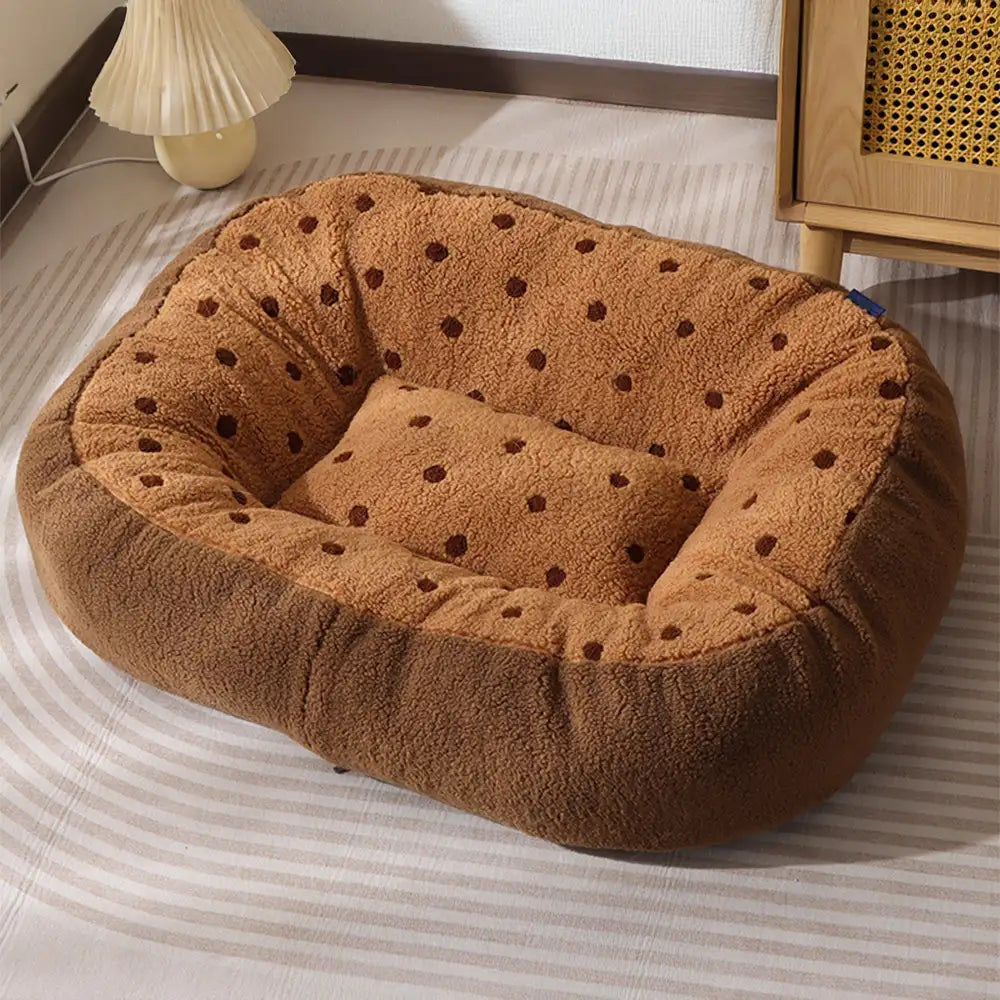 Cookie Plush Winter Warm Cosy Deep Sleep Dog Bed