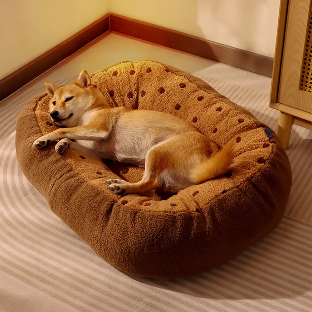 Cookie Plush Winter Warm Cosy Deep Sleep Dog Bed