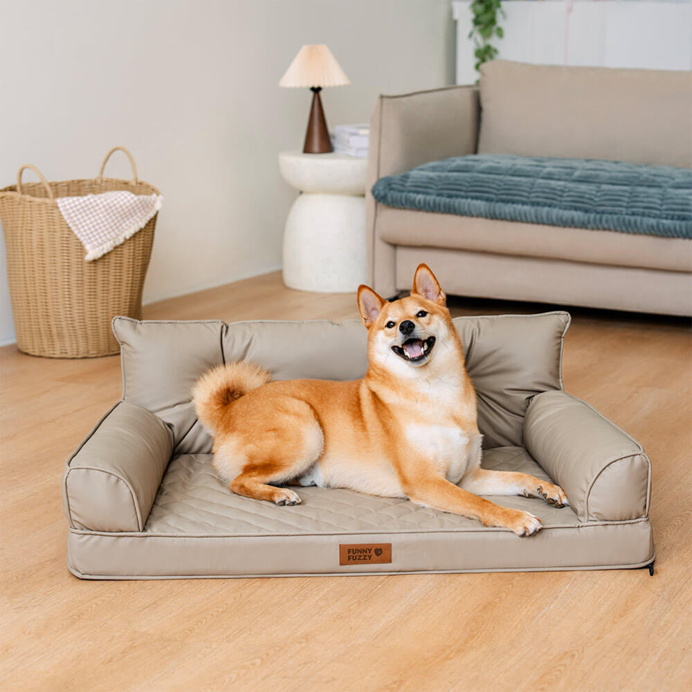 Luxe Faux Leather Foldable Orthopaedic Large Dog Bed - CoreLounge
