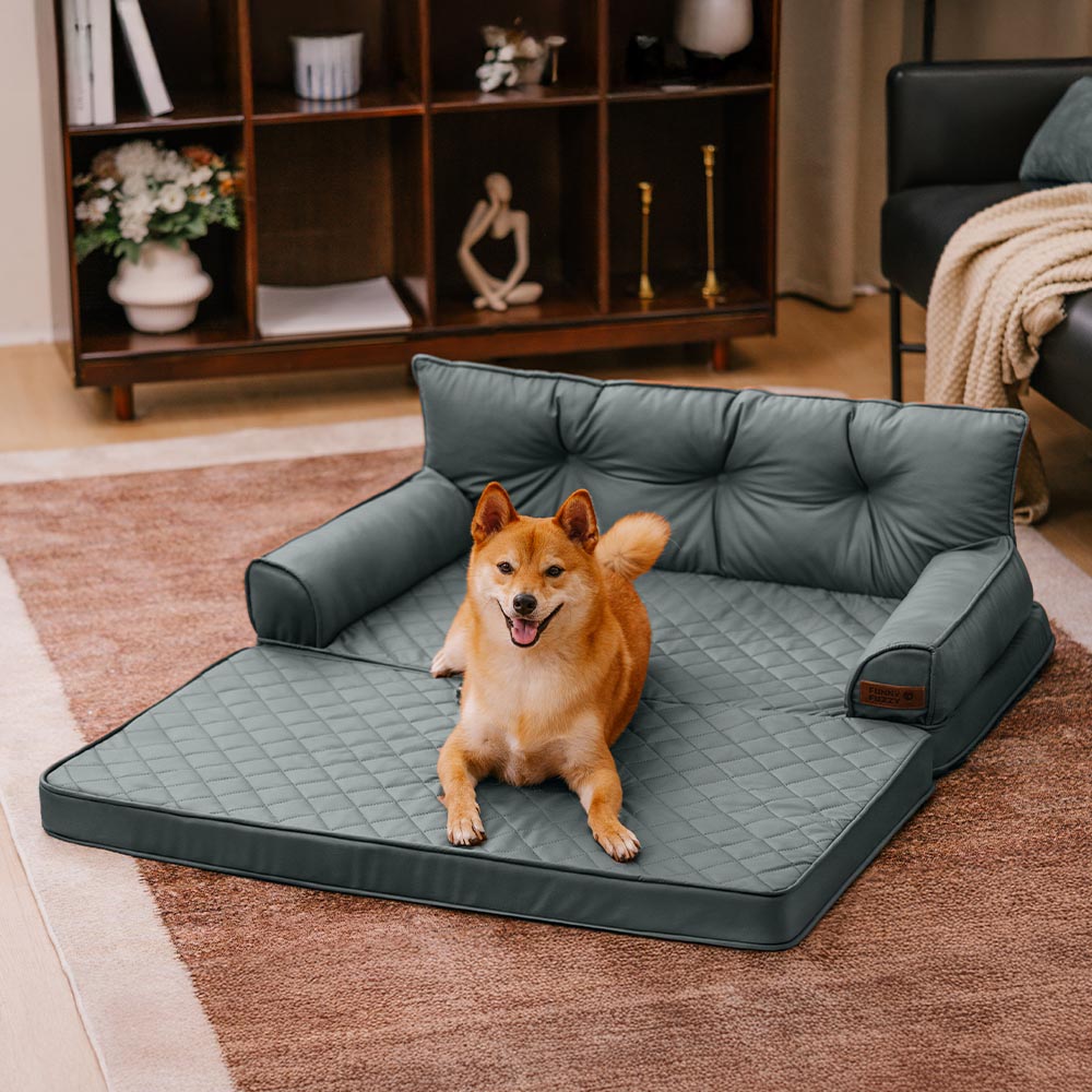Luxe Faux Leather Foldable Orthopaedic Large Dog Bed - CoreLounge