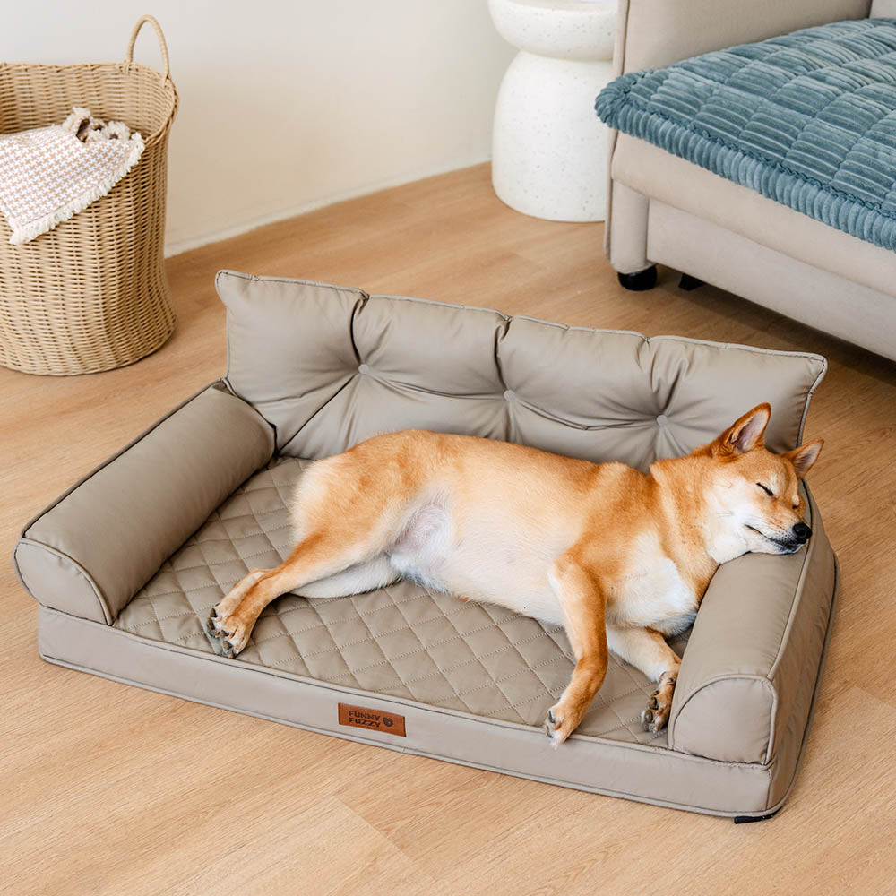 Luxe Faux Leather Foldable Orthopaedic Large Dog Bed - CoreLounge