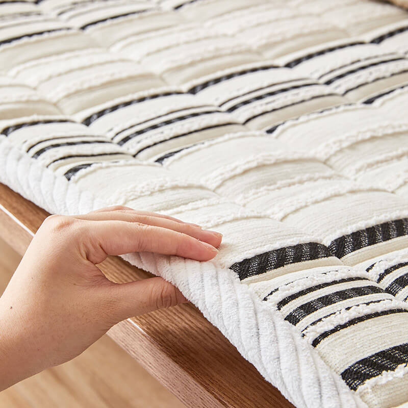 Cosy Chenille Striped Plush Sofa Protector Pet Mat Non-slip Sofa Cover