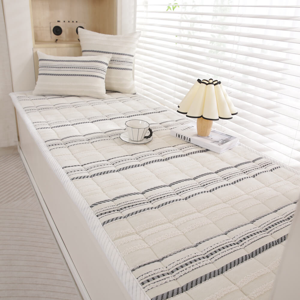 Cosy Chenille Striped Plush Sofa Protector Pet Mat Non-slip Sofa Cover