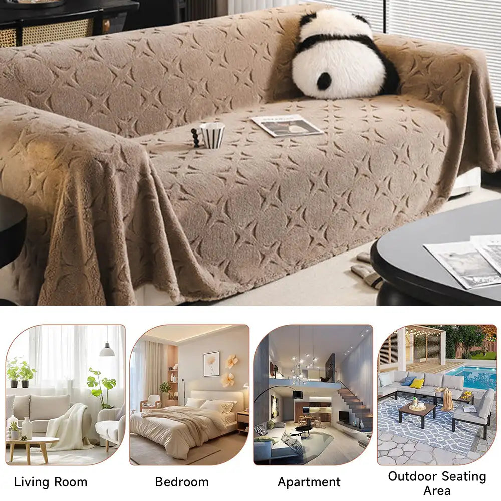 Cream Textured Jacquard Design Sofa Decorative Throw Sofa Cover