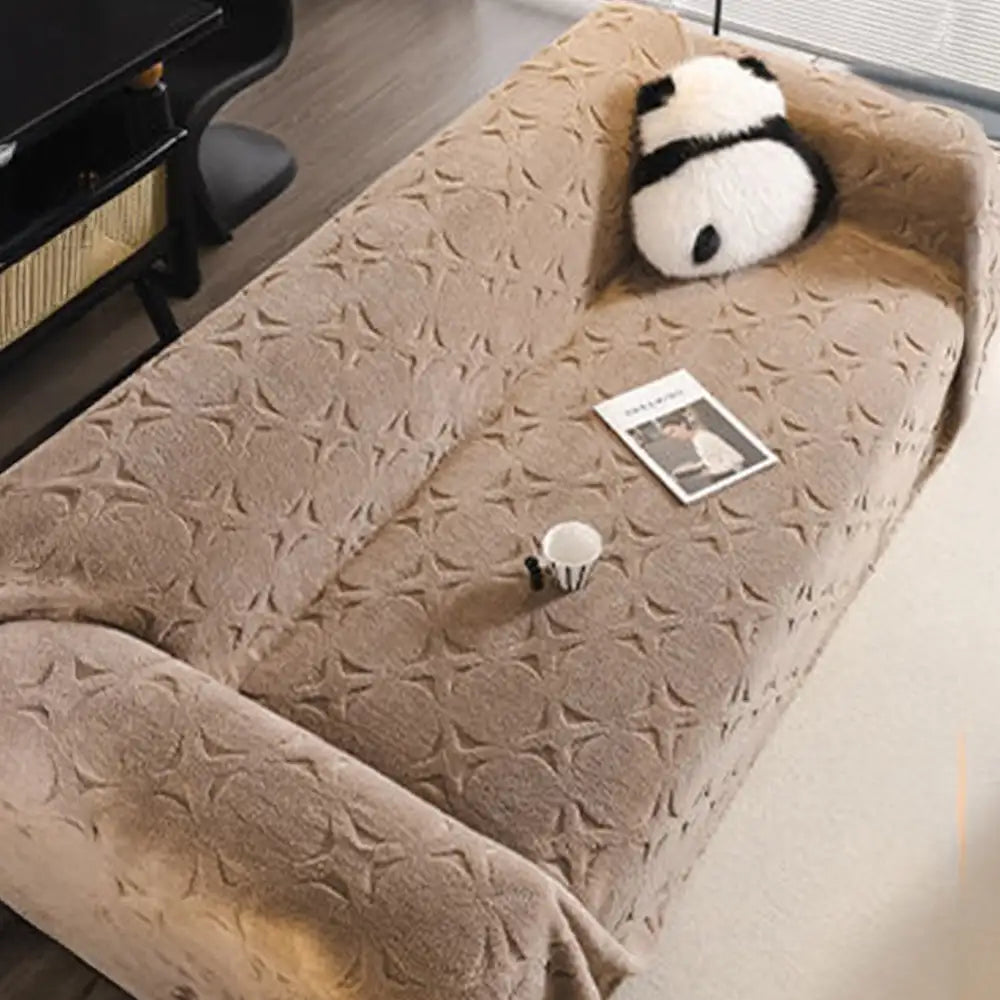 Cream Textured Jacquard Design Sofa Decorative Throw Sofa Cover