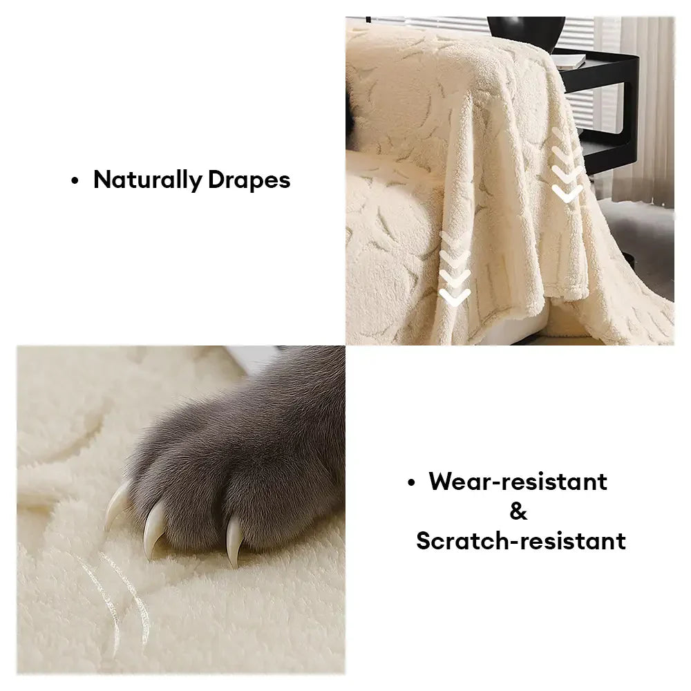 Cream Textured Jacquard Design Sofa Decorative Throw Sofa Cover