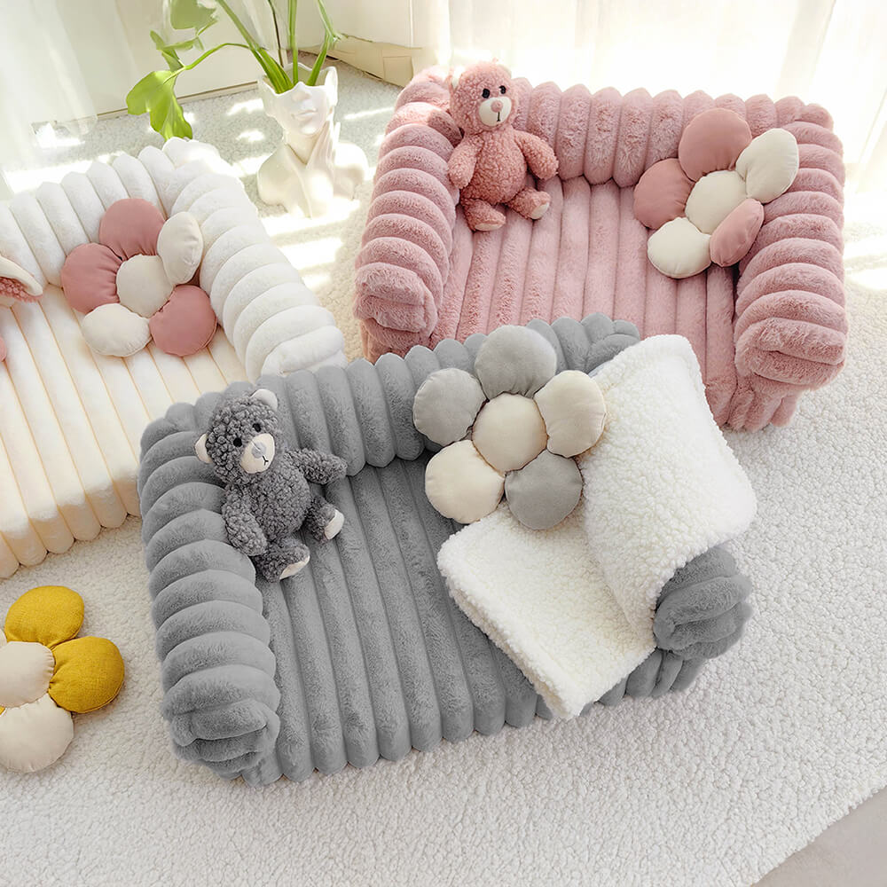 Cream Fluffy Comfort Orthopaedic Dog and Cat Sofa Bed