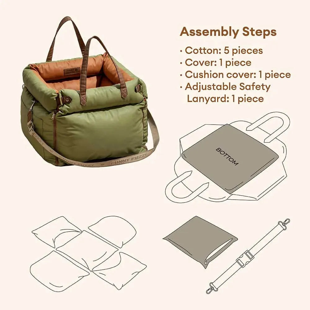 Deluxe Faux Leather Dog Car Seat Booster Bed - Urban Voyager