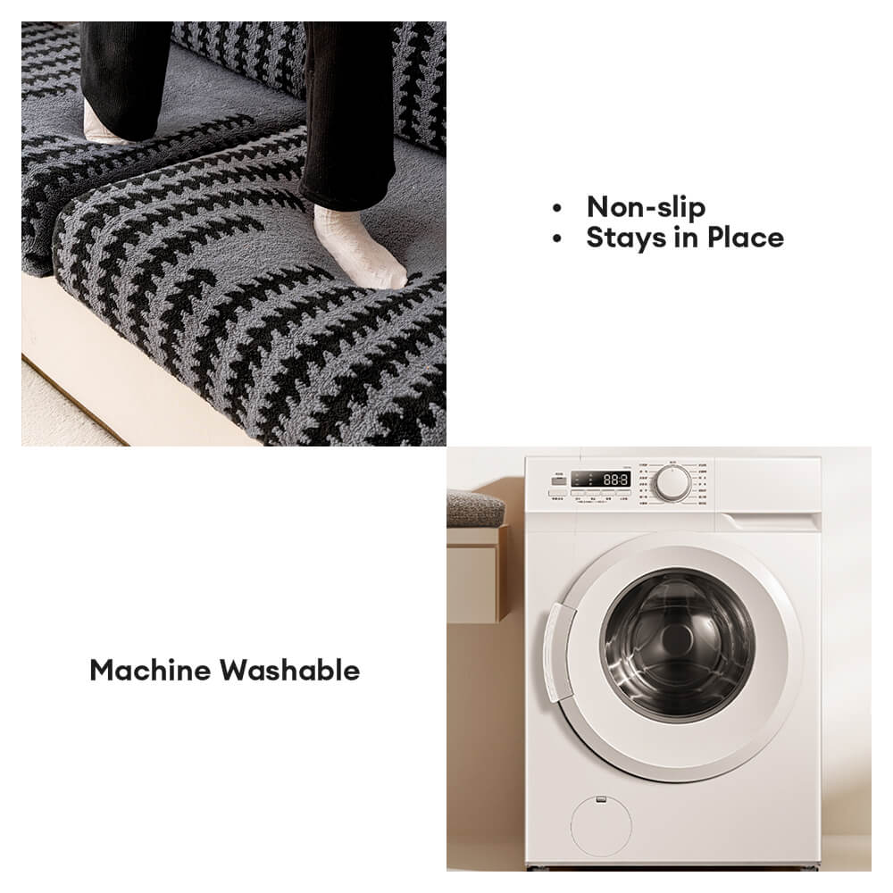 All-Season Soft & Stretchy Fishbone Striped Magic Sofa Cover