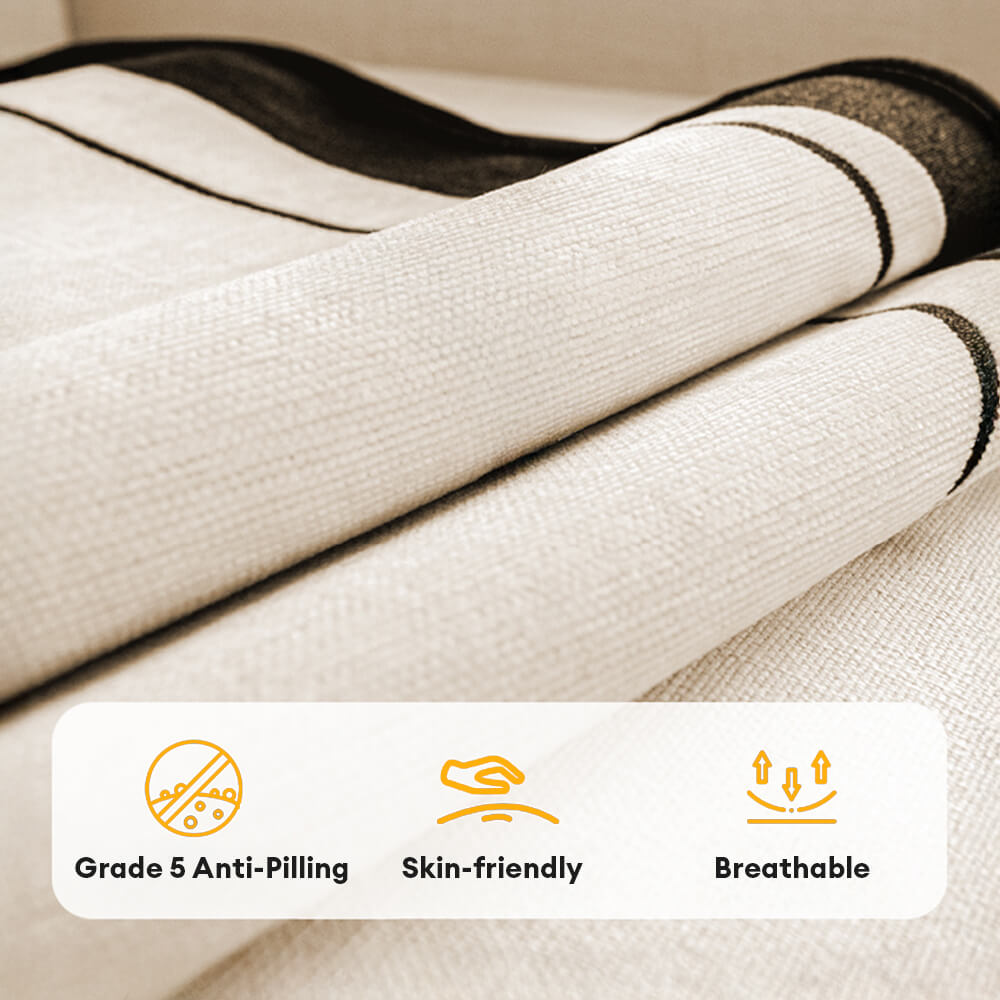 Durable Herringbone Pattern Anti-Slip Sofa Cover with Wavy Trim – Pet Scratch Resistant