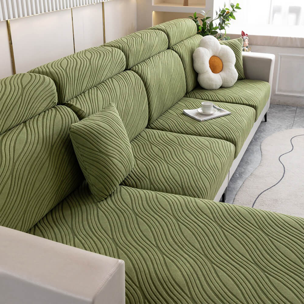 Wave Jacquard Sofa Stretch Anti-Slip Full Wrap Magic Sofa Cover