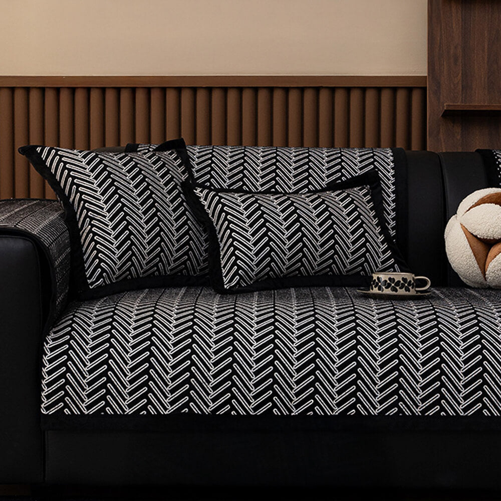 Modern Chic Herringbone Chenille Anti-scratch Non-Slip Sofa Cover
