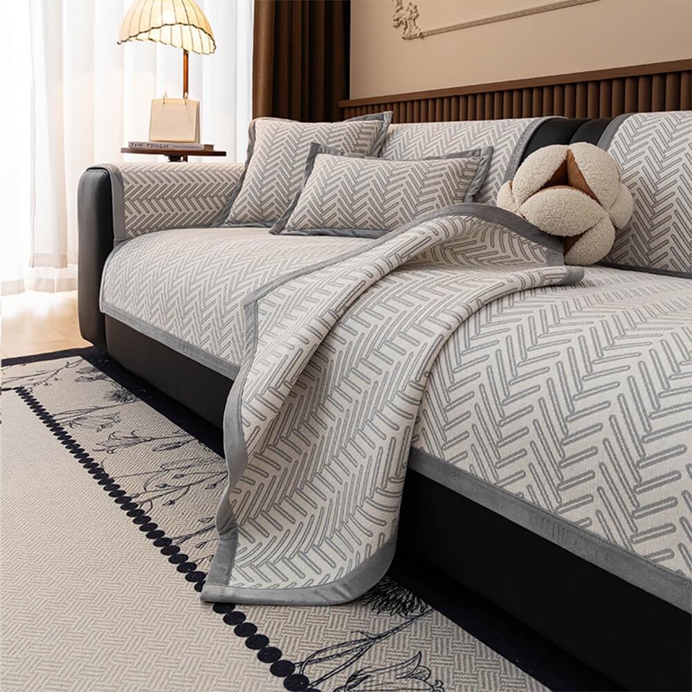 Modern Chic Herringbone Chenille Anti-scratch Non-Slip Sofa Cover