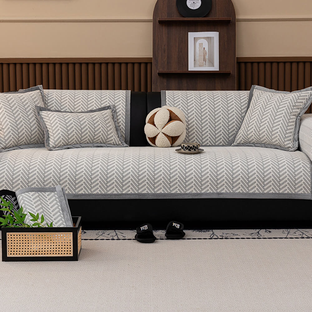 Modern Chic Herringbone Chenille Anti-scratch Non-Slip Sofa Cover