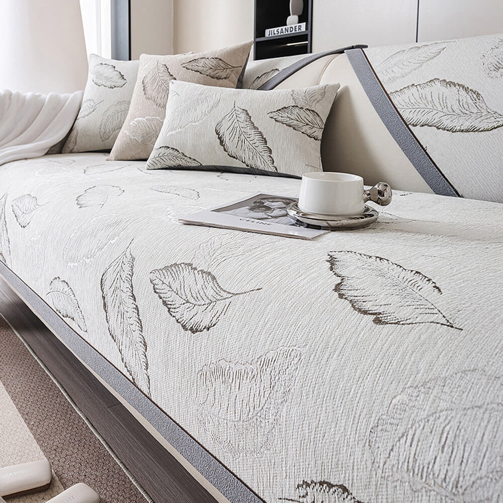 Premium Leaf Texture Chenille Non-Slip Anti-Scratch Sofa Cover