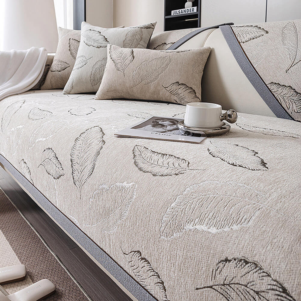 Premium Leaf Texture Chenille Non-Slip Anti-Scratch Sofa Cover