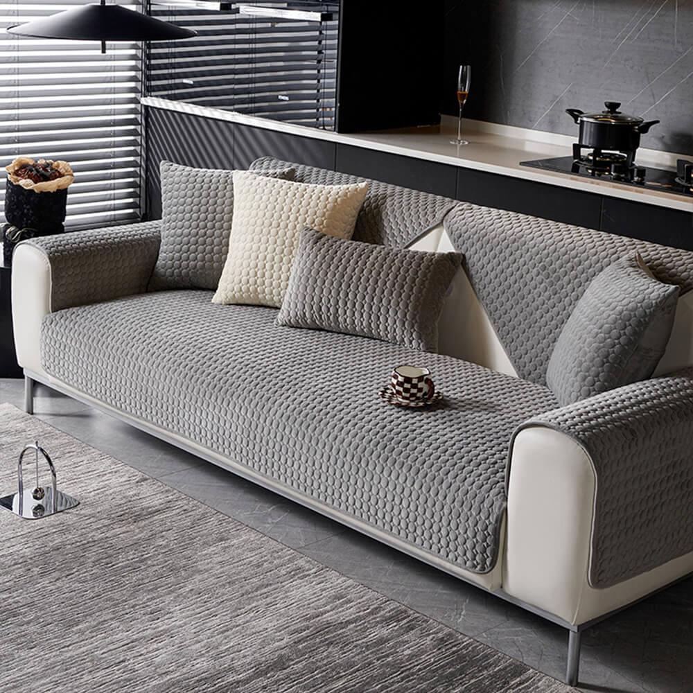 Round Quilted Suede Moisture-Absorbent Breathable Non-Slip Sofa Cover