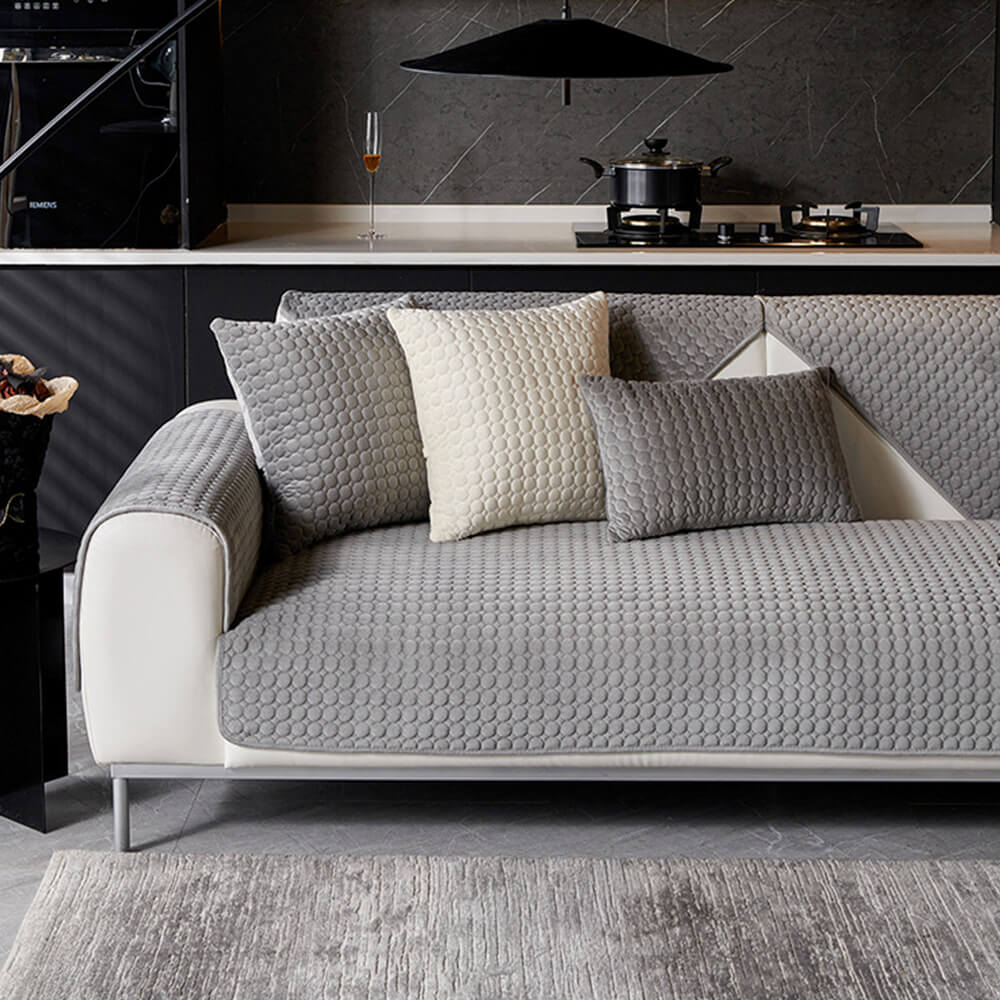 Round Quilted Suede Moisture-Absorbent Breathable Non-Slip Sofa Cover