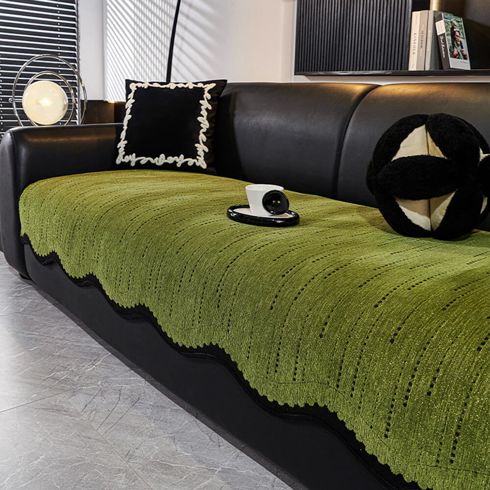 Trendy Chenille Anti-Scratch Elegant Wavy Shaped Sofa Cover