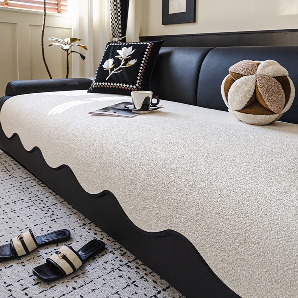 Water-repellent Teddy Fleece Non-Slip Straight Sofa Cover