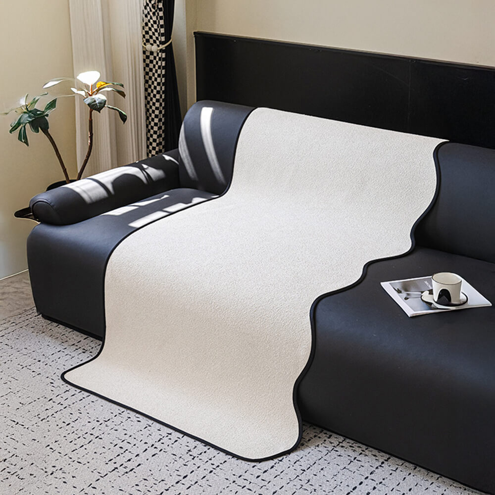 Water-repellent Teddy Fleece Non-Slip Straight Sofa Cover