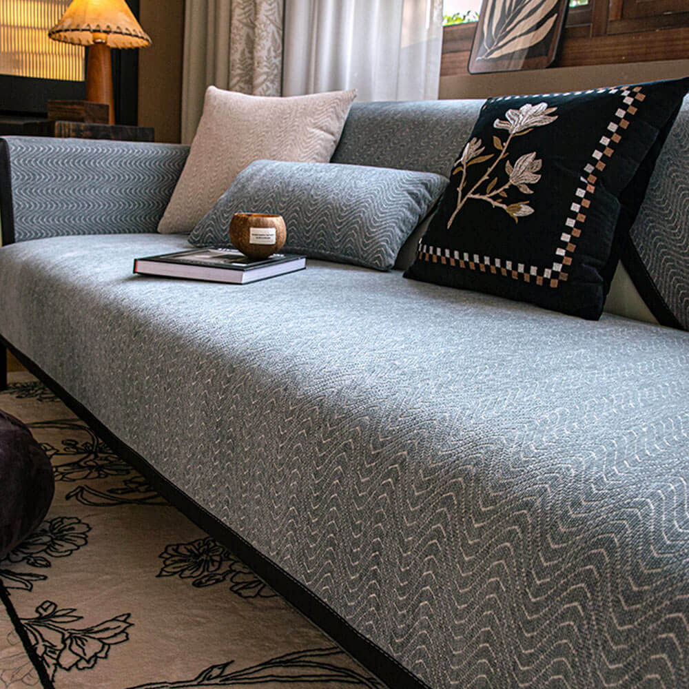 Chenille Anti-Slip Cat-Scratch Resistant Wavy Texture Premium Sofa Cover