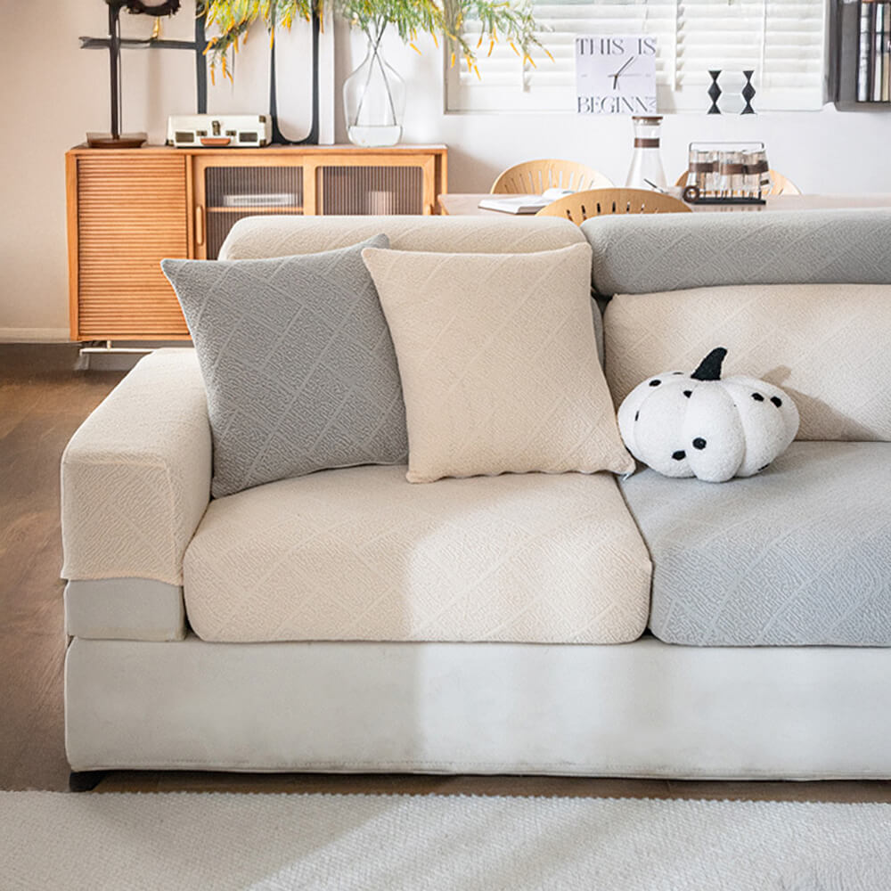 Diamond Jacquard Plush Full-Cover Stretch Sofa Cover
