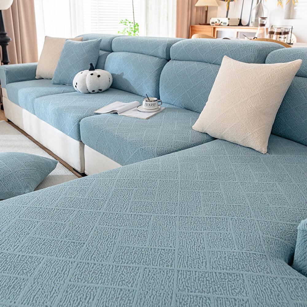 Diamond Jacquard Plush Full-Cover Stretch Sofa Cover