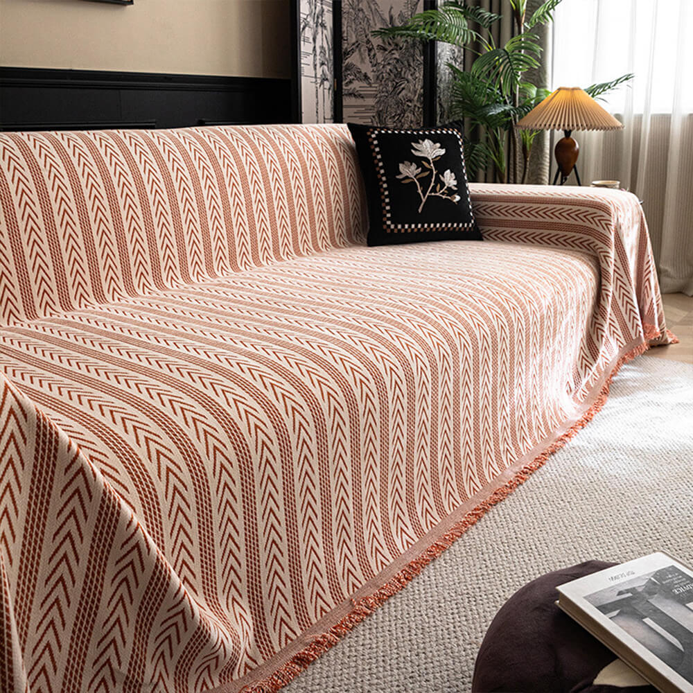 Jacquard Tassel Chenille Sofa Cover