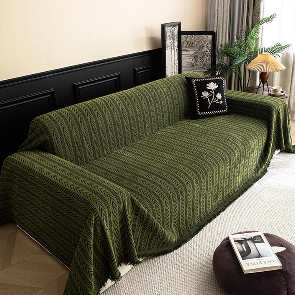 Jacquard Tassel Chenille Sofa Cover