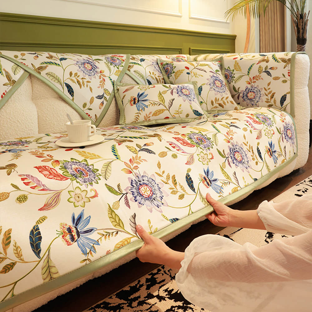 All-Season Cooling Pastoral Floral Sofa Cover